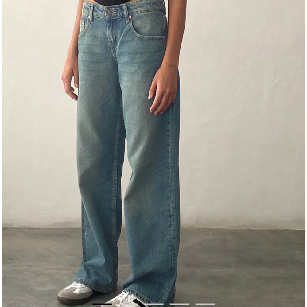 Low Rise Parallel Jeans In Vintage Blue Green